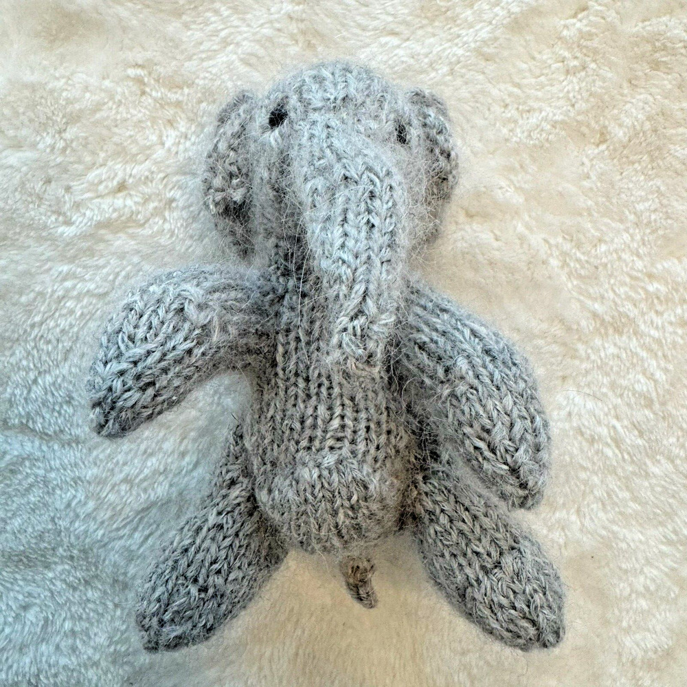 Vintage Handmade Crocheted 6in Stuffed Amigurumi Animal Elephant Plush Toy Gift